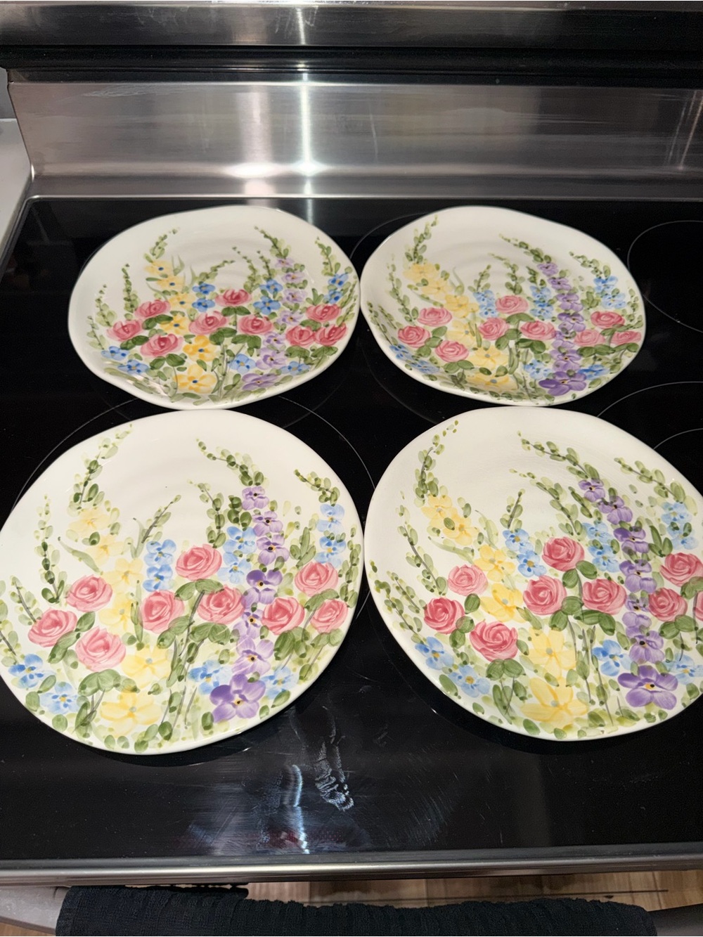Four New English Garden Salad Plates by Don Swanson. 8.75 Diameter